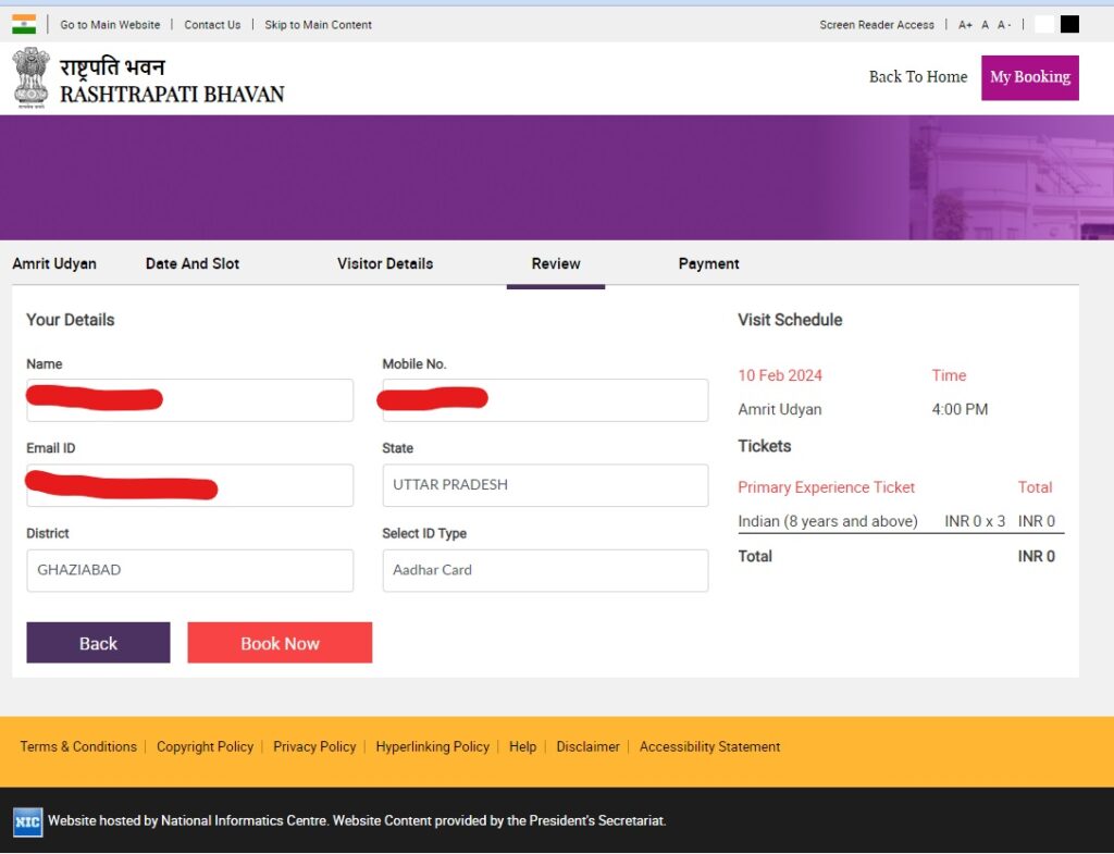 Amrit Udyan Booking Form