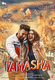 Tamasha film poster Bollywood movies that portray mental illness primarily right.