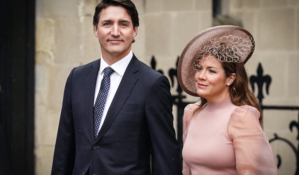 Canadian Prime minister Justin Trudeau and wife Sophie Trudeau arriving ahead of the coronation ceremony of King Charles III and Queen Camilla at Westminster Abbey, central London. Picture date: Saturday May 6, 2023. (Photo by Jacob King/PA Images via Getty Images)