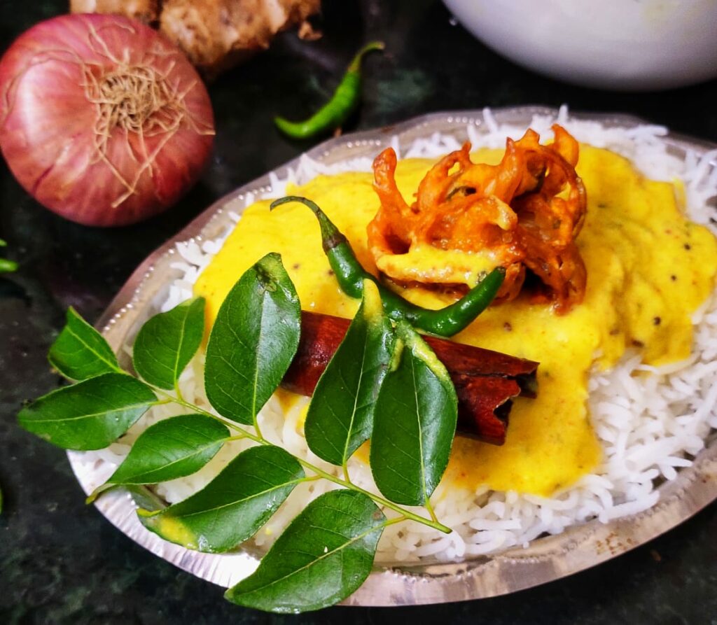 Kadhi Pakora and Rice with Chili Baisakhi Festival Traditional Delicious Dishes